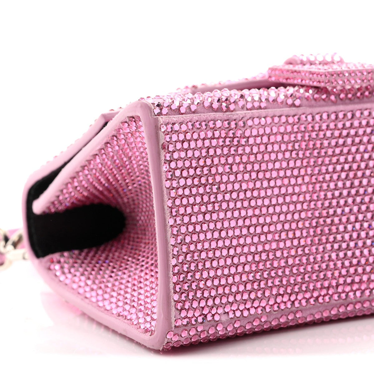Strass Suede Hourglass Top Handle Bag XS Pink