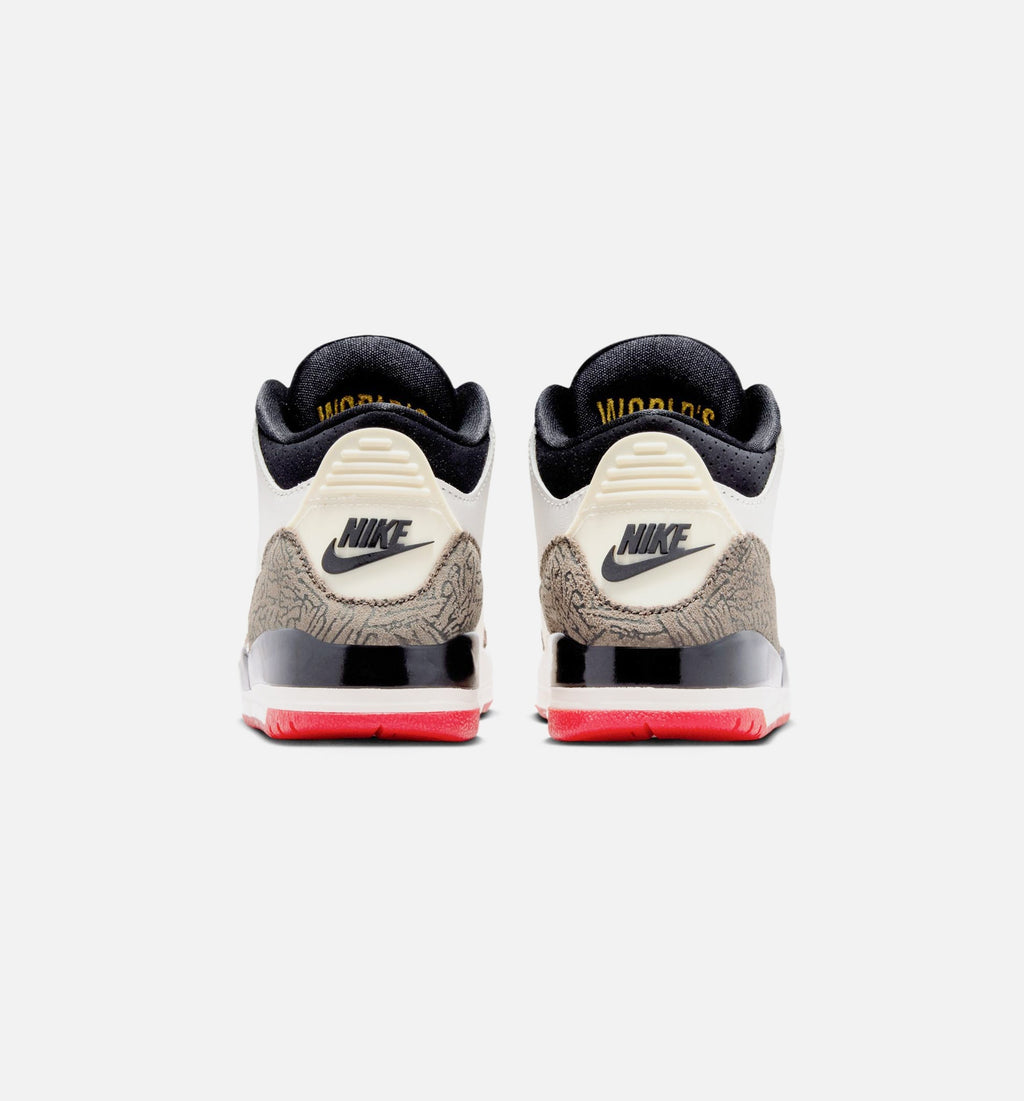 Air Jordan 3 Retro Sail and University Red Preschool Lifestyle Shoes - Sail/Black/University Red/Light Ivory