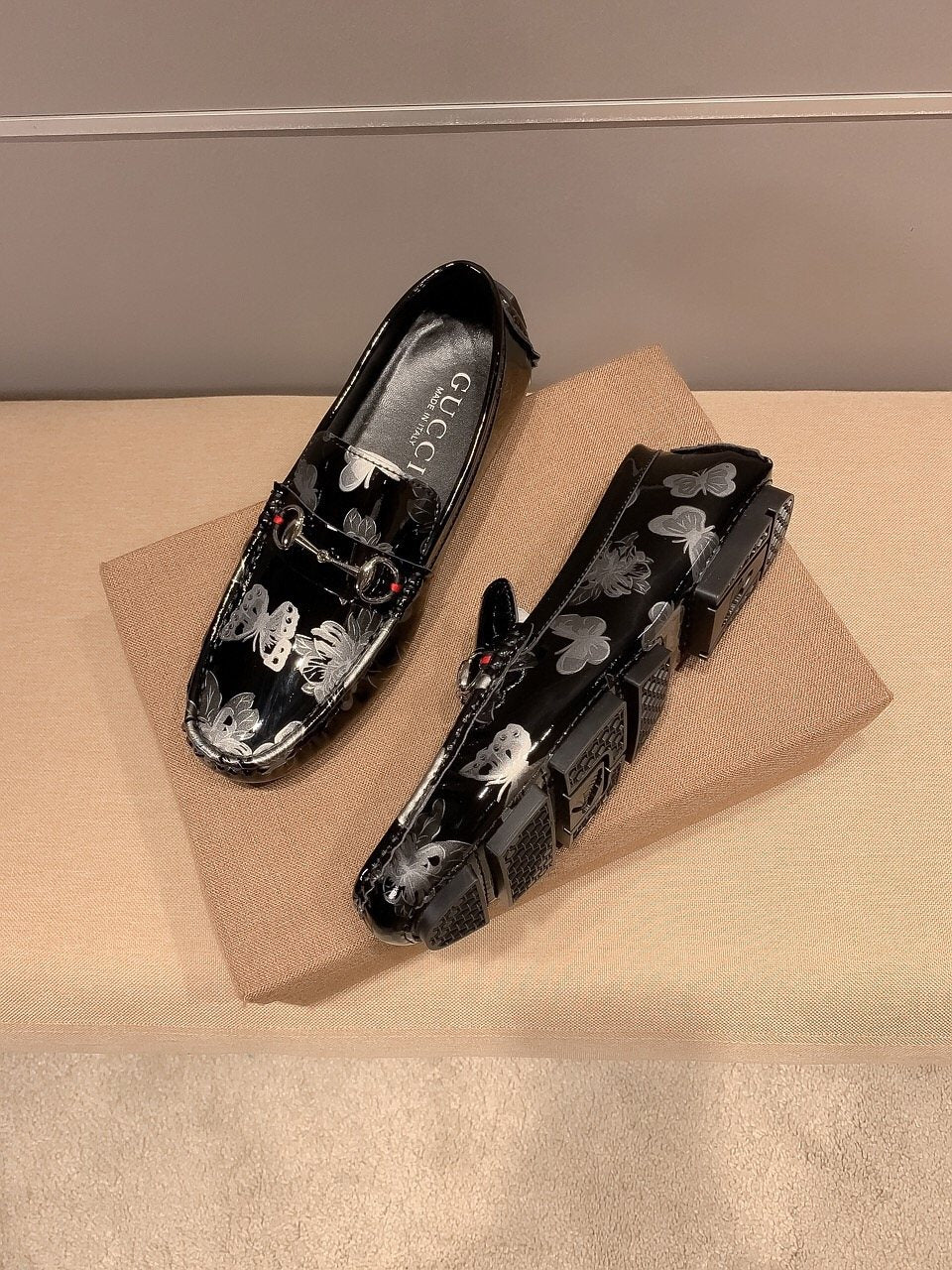 Gucci Butterfly Print Loafers